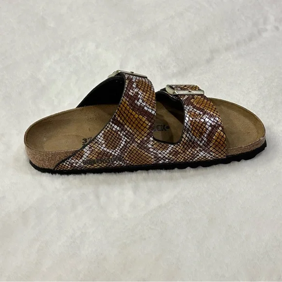 Birkenstock Arizona Sandals Python 2 Straps Brown Microfiber Snake Print Animal - Picture 8 of 15